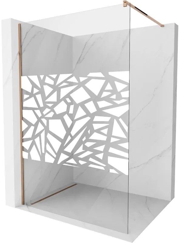 Mexen Kioto ścianka prysznicowa Walk-in 120 x 200 cm, biały wzór 8 mm, różowe złoto - 800-120-101-60-85