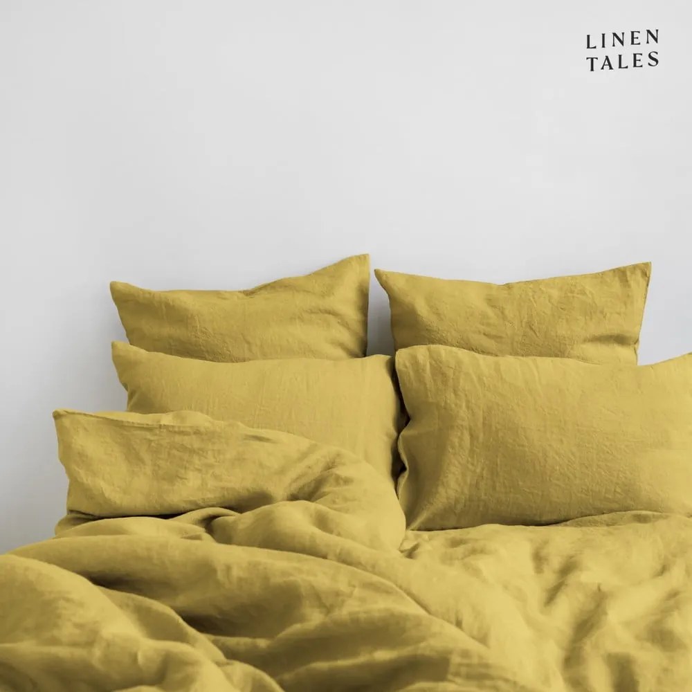 Żółta lniana pościel dwuosobowa 200x220 cm – Linen Tales