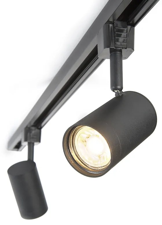 Nowoczesny system szynowy z 3 reflektorami czarny 1-fazowy - Iconic Jeana