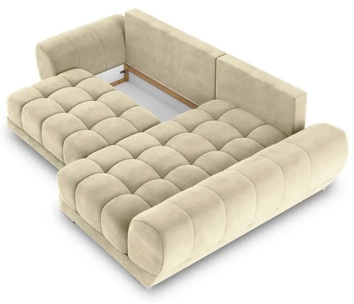 Beżowy rozkładany narożnik z aksamitnym obiciem Windsor &amp; Co Sofas Nuage, prawostronny