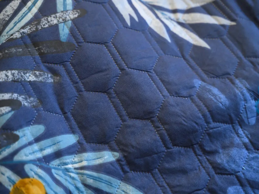 Narzuta na łóżko FLOWERISH HEXAGON, ciemnoniebieski Rozmiar: 170 x 210 cm