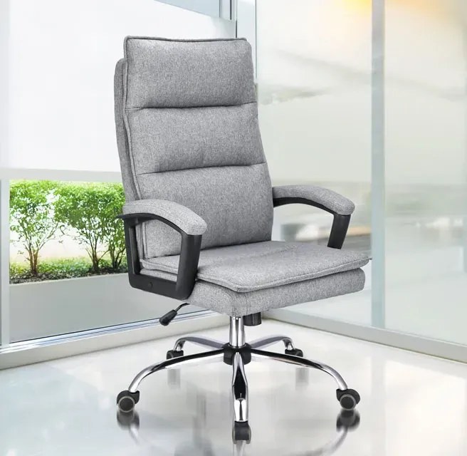 Jasnoszary fotel obrotowy tapicerowany T9-E33