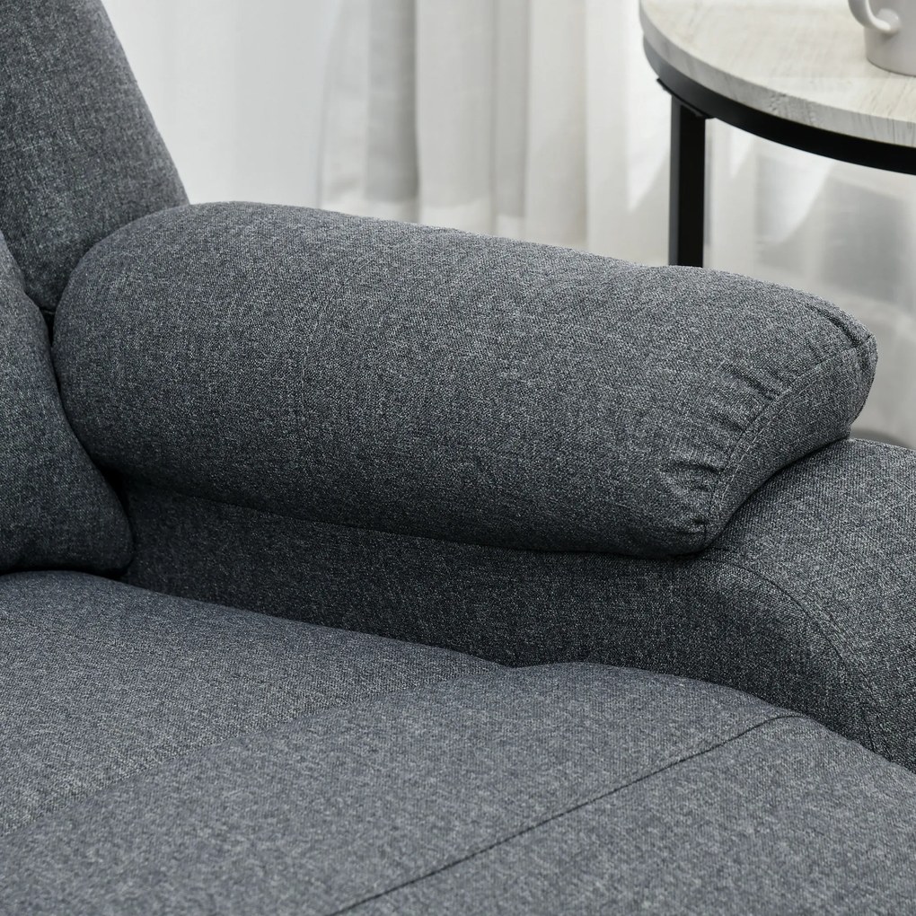 HOMCOM Fotel relaksacyjny z funkcją leżenia i podnóżkiem, regulowany, do 150 kg, rama stalowa, 90 x 96 x 98 cm, Szary