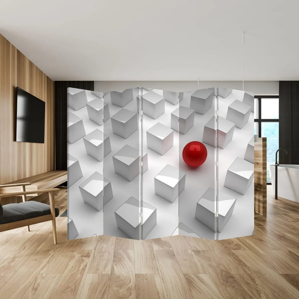 Parawan - Abstrakcja - kostka z kulą (210x170 cm)