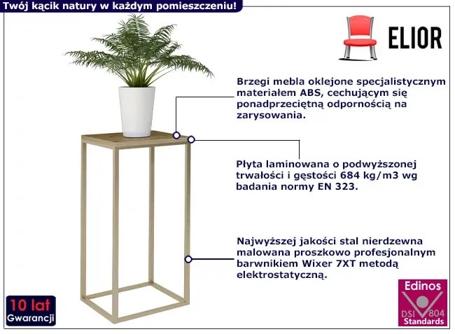 Kwietnik w stylu glamour złoty + dąb artisan C6-N73