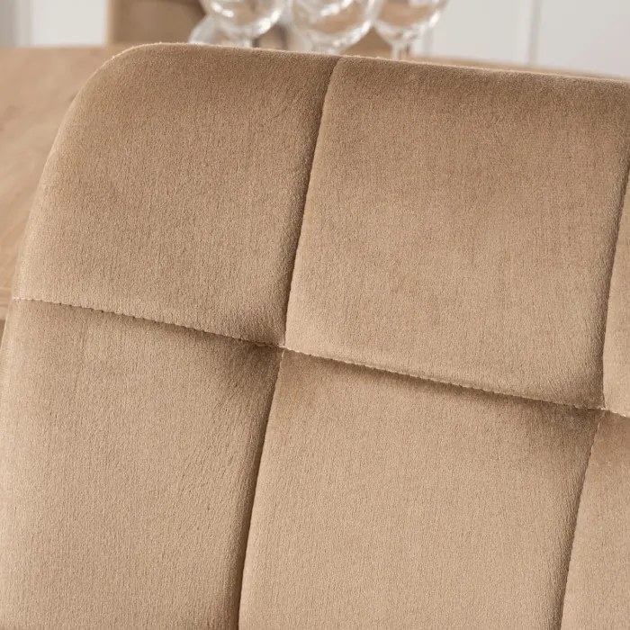 Krzesło Tapicerowane do Jadalni FREDY Beżowe Welurowe Nowoczesne Loft