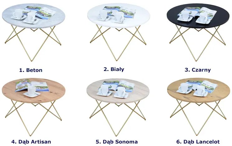 Stolik kawowy glamour dąb sonoma  - Noemi 3X