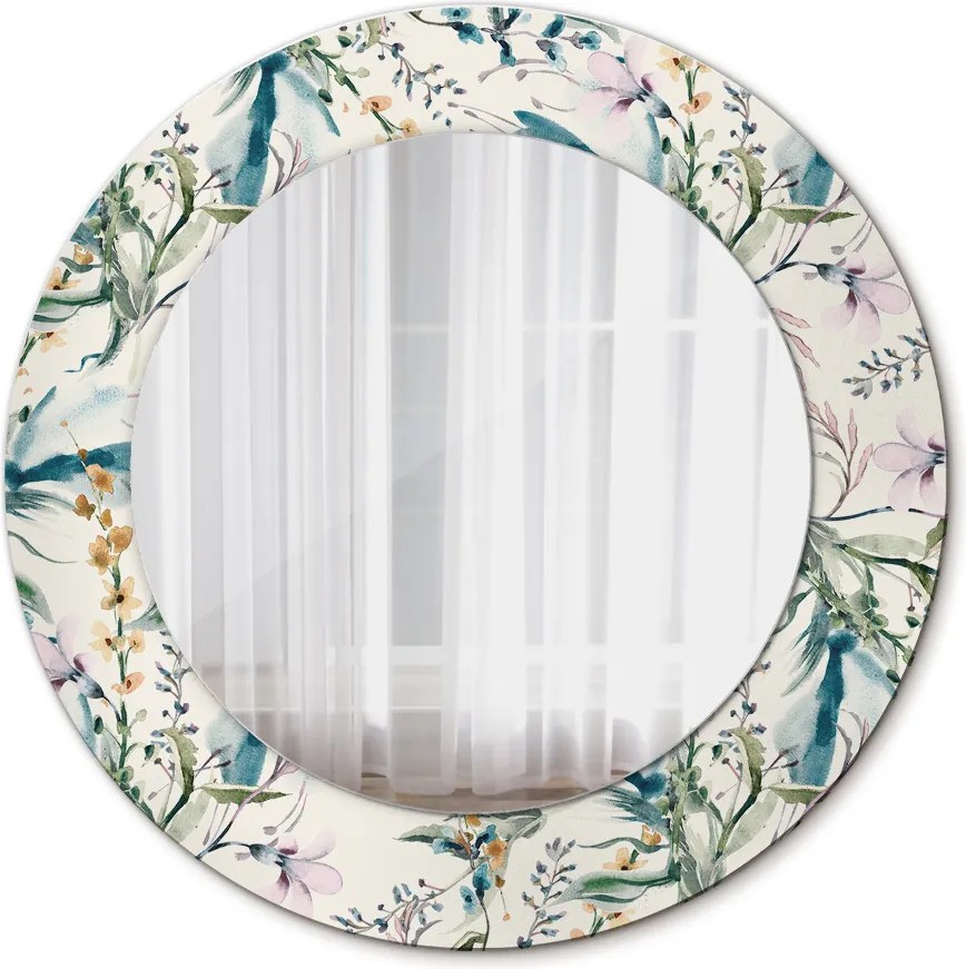 Lustro dekoracyjne okrągłe Kwiaty akwarelowe