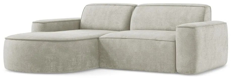 Kremowy narożnik z tkaniny szenilowej (lewostronny/z szezlongiem) Omao – Makamii