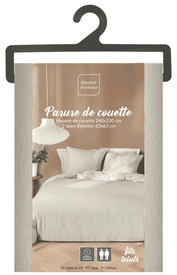Beżowa pościel dwuosobowa z mikrowłókna 240x220 cm Azura – douceur d'intérieur