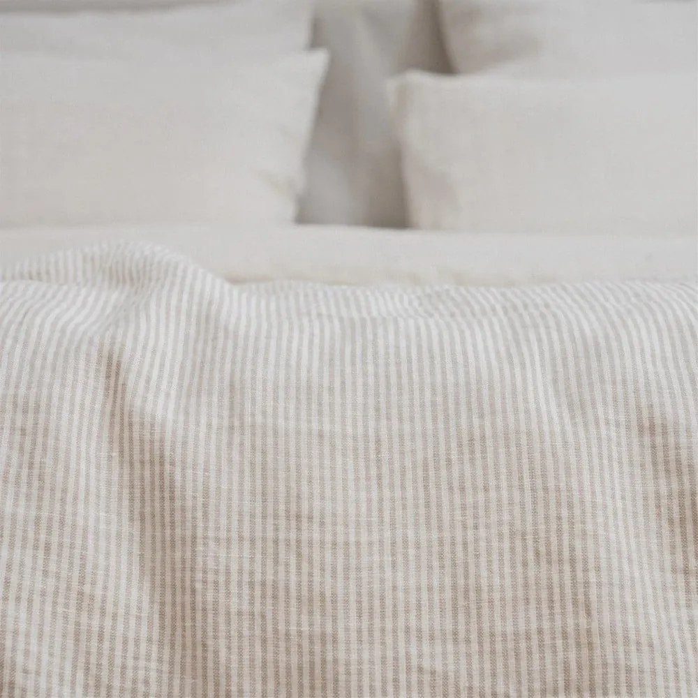 Białbeżowa lniana pościel dwuosobowa 200x200 cm – Linen Tales