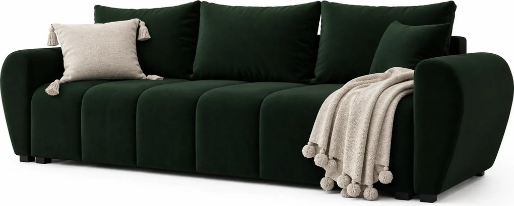 Ciemnozielona rozkładana welurowa sofa M7-L08