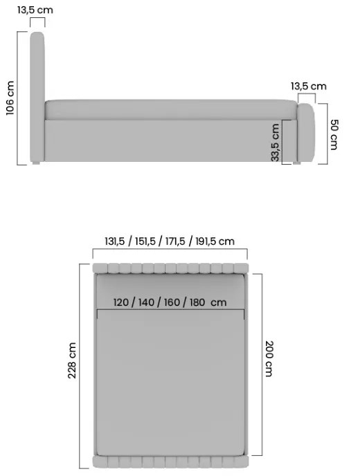 Łóżko tapicerowane Livani 160x200 z pojemnikiem - beżowy welur Velluto 2