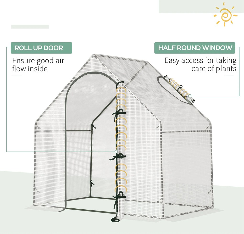Outsunny Szklarnia przechodnia, 1,80 x 1,00 x 1,68 m, szklarnia foliowa, wytrzymała folia, Biała