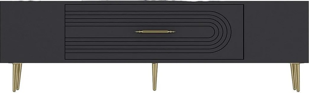 Stojak pod telewizor – 150 cm x 48,2 cm x 29,6 cm – antracyt i złoto – płyta wiórowa pokryta melaminą