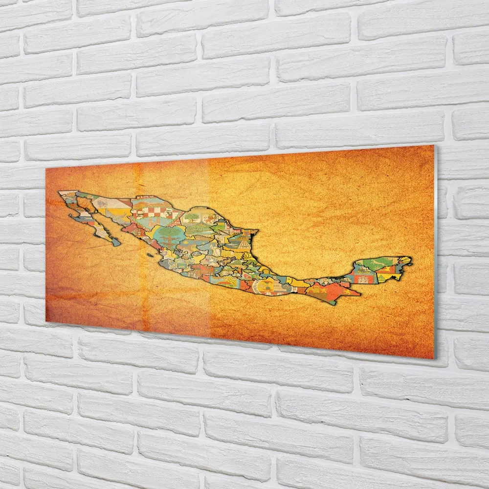 Szklany Panel Kolorowa mapa