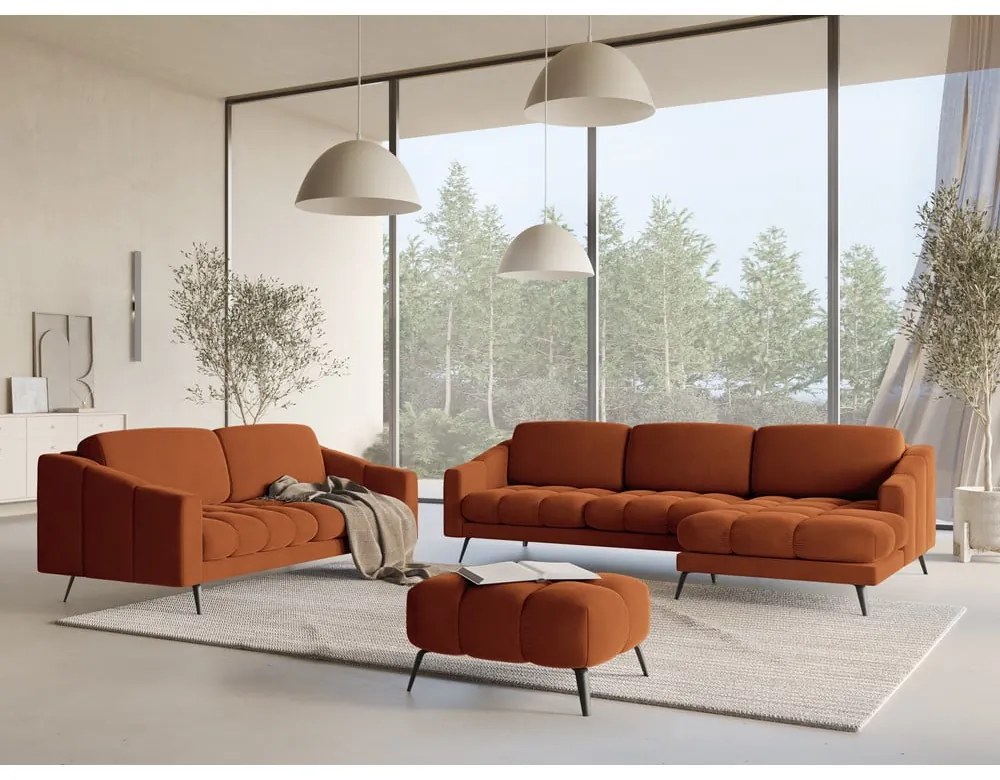 Pomarańczowa aksamitna sofa 202 cm Nalu – Makamii