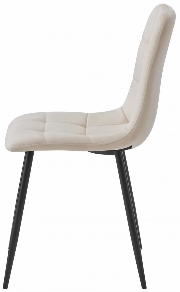 Krzesło aksamitne KARA beżowe na czarnych nogach