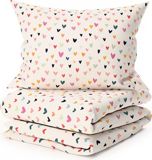 PrzytulneMieszkanie.pl PrzytulneMieszkanie.pl Pościel bawełniana DOTHEARTS POLY kremowa Rozmiar pościeli: 70 x 90 cm | 140 x 200 cm