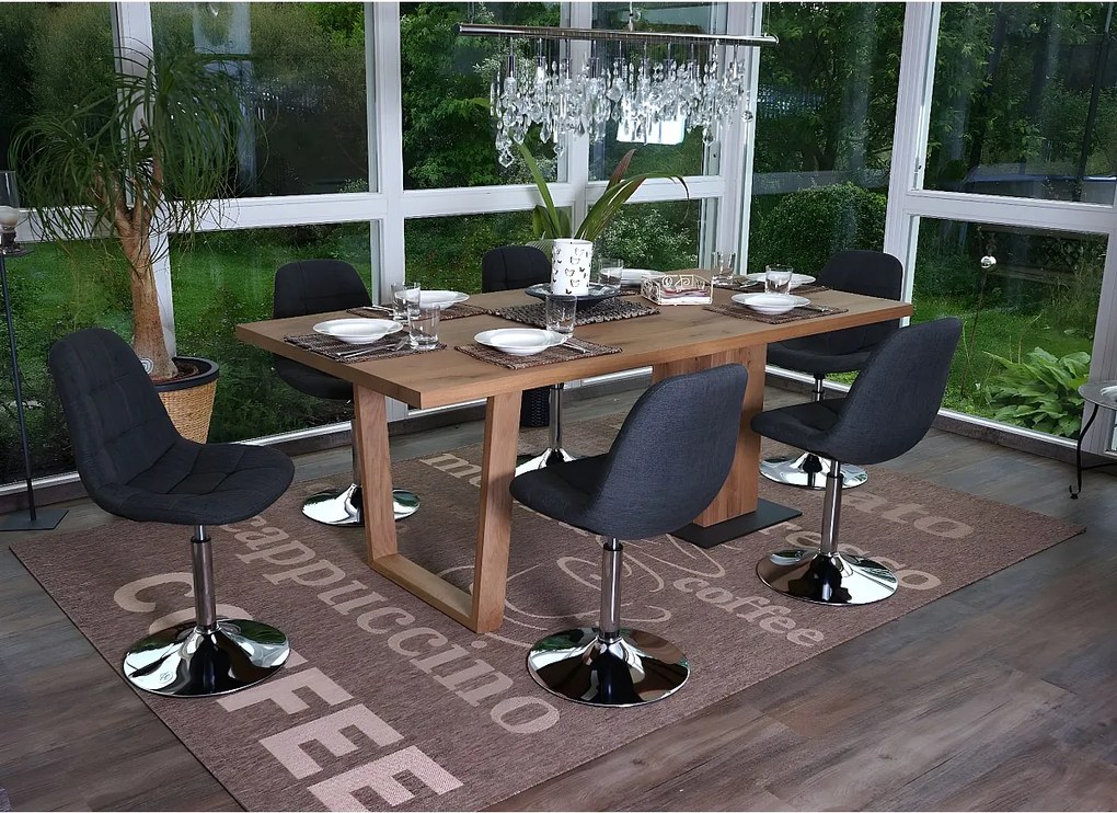 Krzesło do jadalni MCW-A60 (zestaw 6 sztuk),  ciemnoszara tkanina