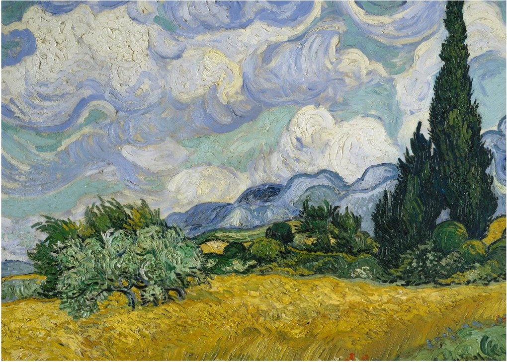 Obraz - Vincent van Gogh, Wheat Field with Cypresses, reprodukcje (70x50 cm)