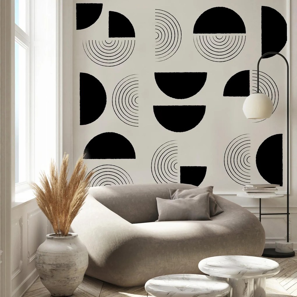Fototapeta – Abstrakcyjne czarno-białe koła (196x136 cm)