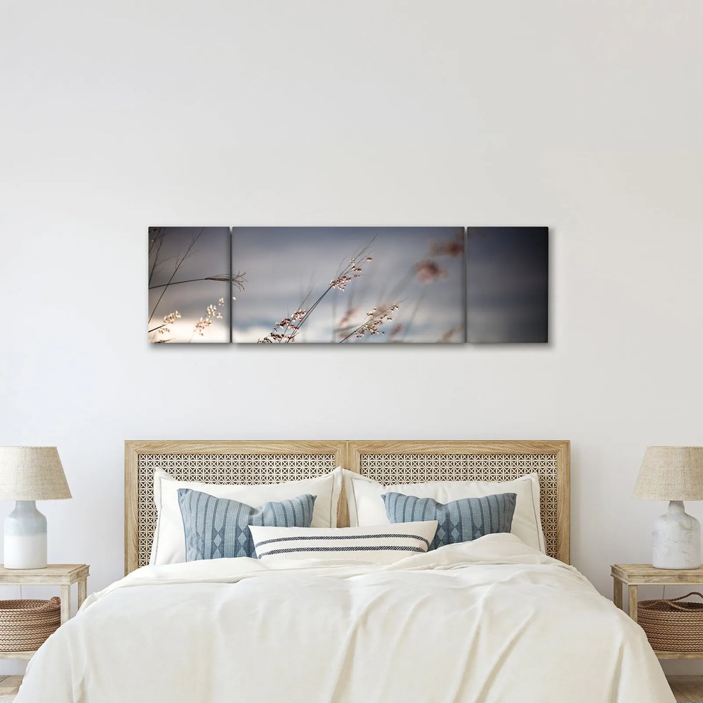 Obraz - Kwiaty polne nad jeziorem (170x50 cm)