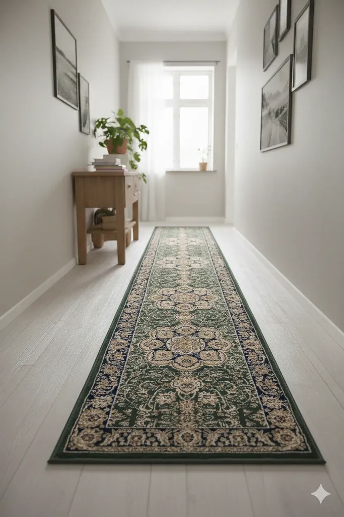 Zielony klasyczny chodnik z rozeta na metry C8-N31