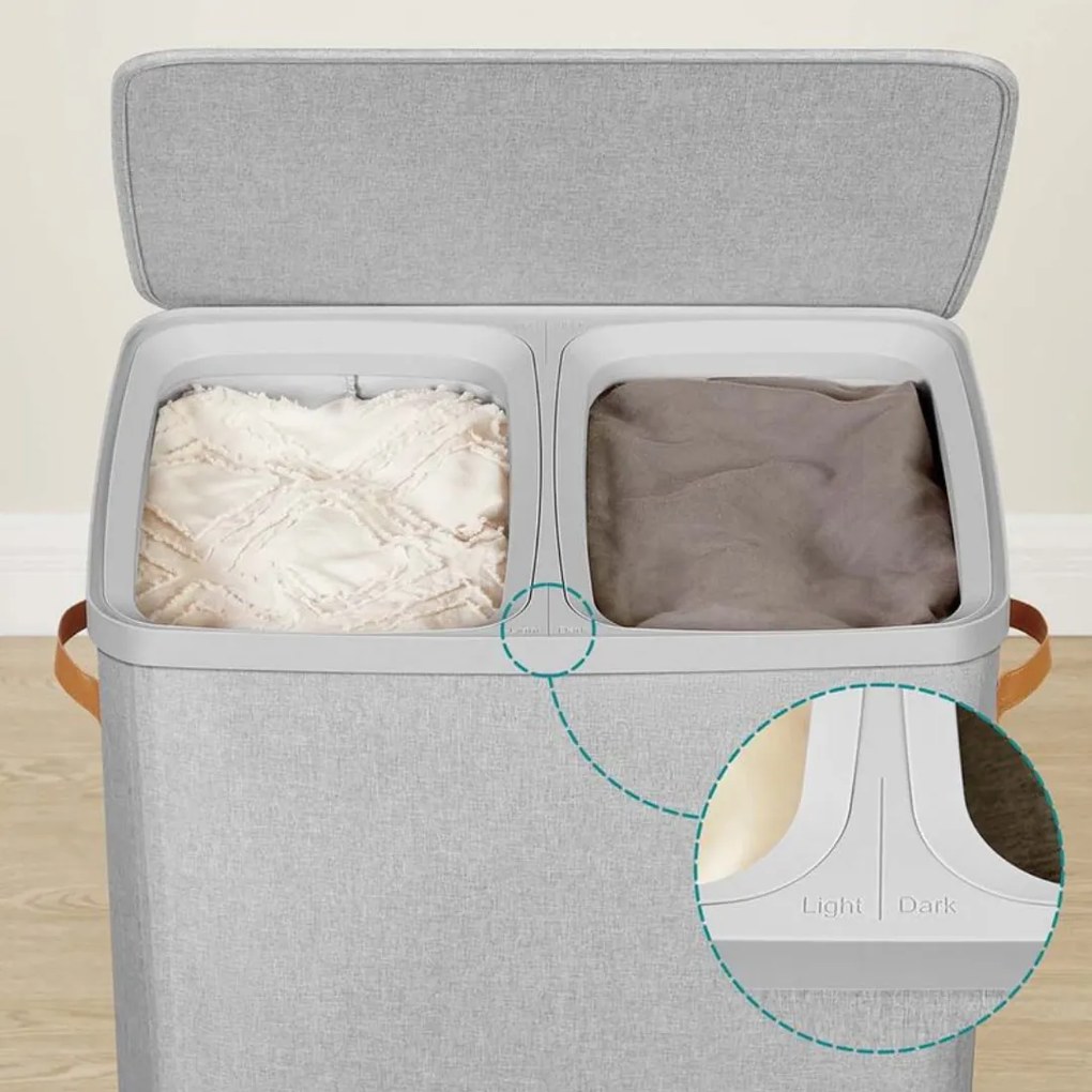 SongmicsHome Kosz na bieliznę TALIA 170 l, 56×40×75 cm, jasnoszary