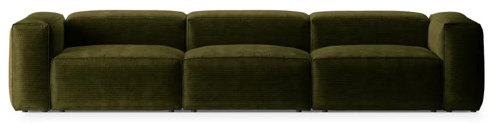 Zielona sztruksowa sofa 364 cm Bergamo – Cosmopolitan Design