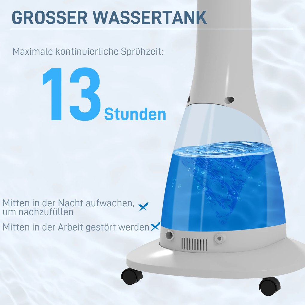 HOMCOM Wentylator Stojący z Nawilżaniem i Funkcją Cichego Snu, Mobilny, Sterowanie Zdalne, Czarny/Biały