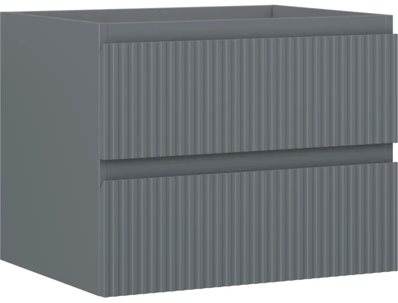 Mexen Rivel szafka łazienkowa podumywalkowa 60 cm, 2 szuflady, ryflowana , grafit mat - 91A20-06047-2-BFF66