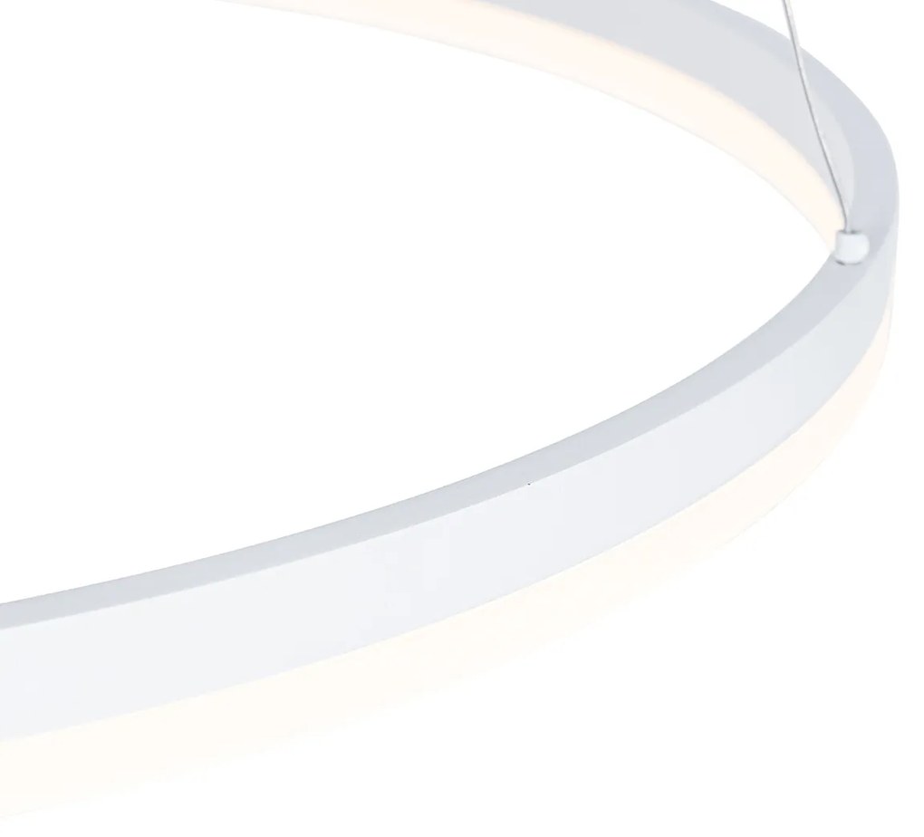 Designerska lampa wisząca biała 80 cm z wbudowanym LEDem o 3-stopniowej regulacji jasności - Anello Nowoczesny Oswietlenie wewnetrzne