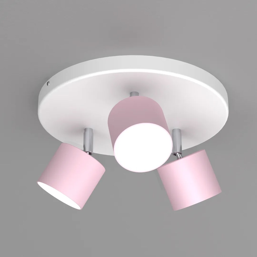 Lampa sufitowa DIXIE Pink/White 3xGX53, potrójna, na kole, różowa
