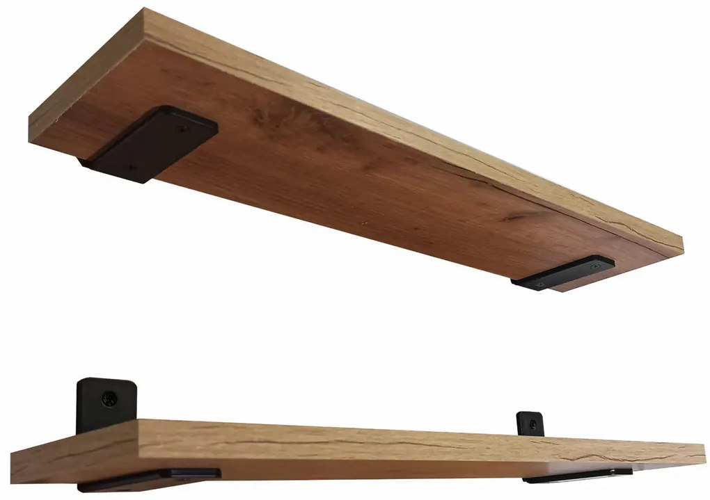 Zestaw dwóch półek ściennych loft dąb craft złoty 50 cm - Castello 3X