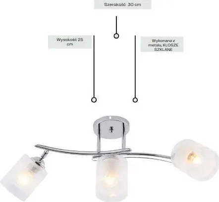 Nowoczesny żyrandol w kolorze chromu z trzema kloszami - V203-Sulpo