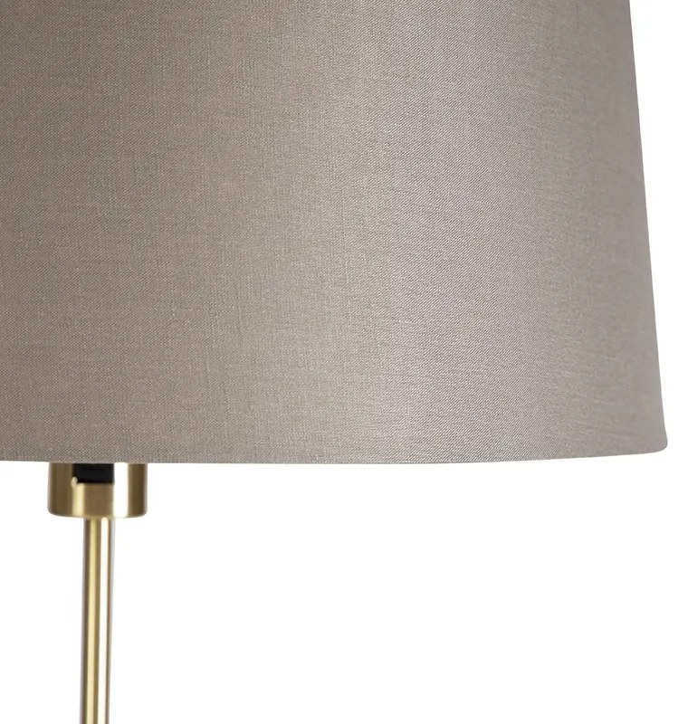 Lampa podłogowa złota/mosiężna z abażurem lnianym taupe 45 cm - ParteWiejski/ Rustykalny / Vintage Oswietlenie wewnetrzne