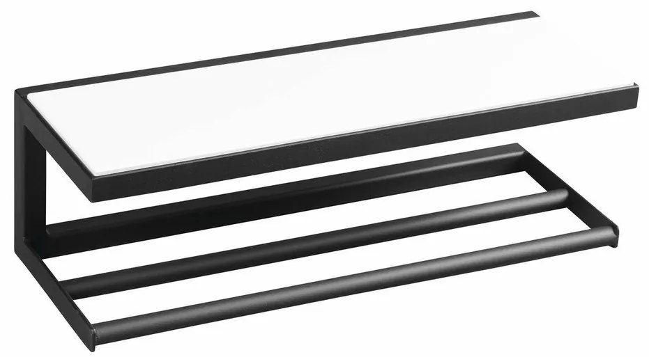 SAPHO Ska401 Ska Półka ścienna 45 x 14 x 16 cm, czarny mat z białym blatem MDF