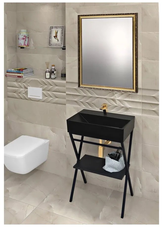 Czarna ceramiczna umywalka 60x42 cm Sistema – Sapho