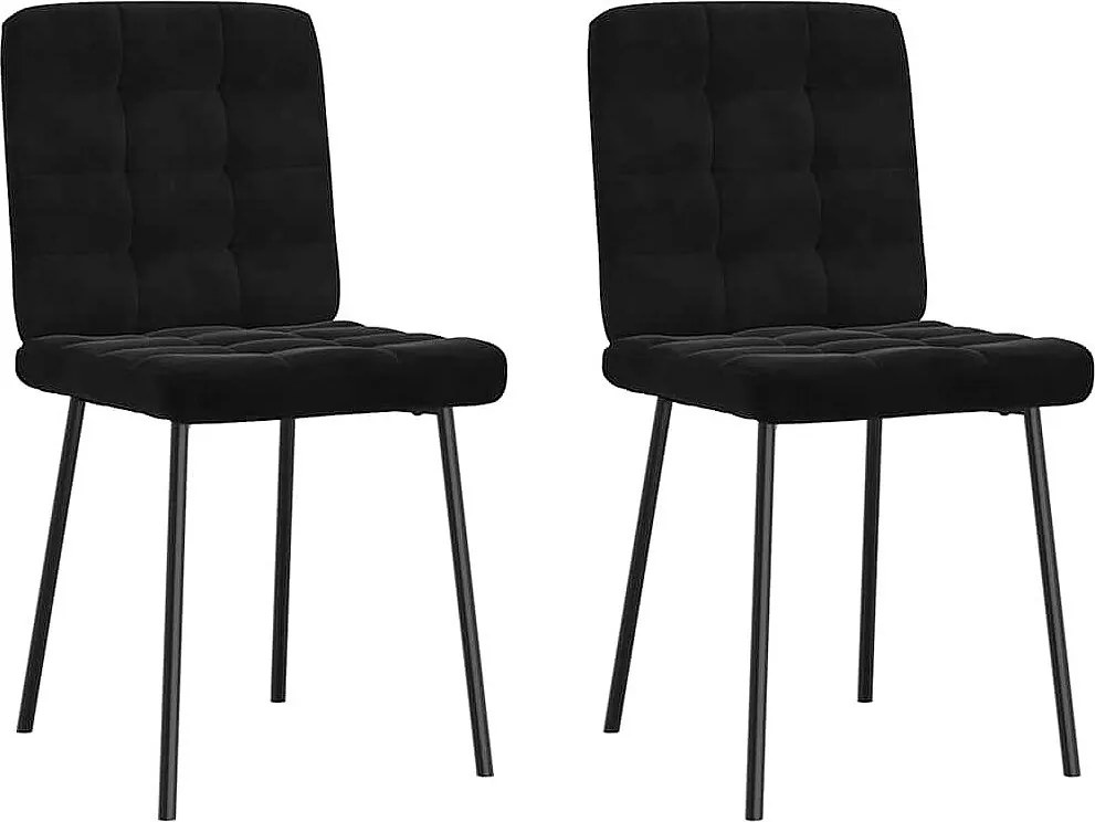 Zestaw 2 Krzeseł Jadalnianych z Czarnego Weluru, Wygodne i Eleganckie