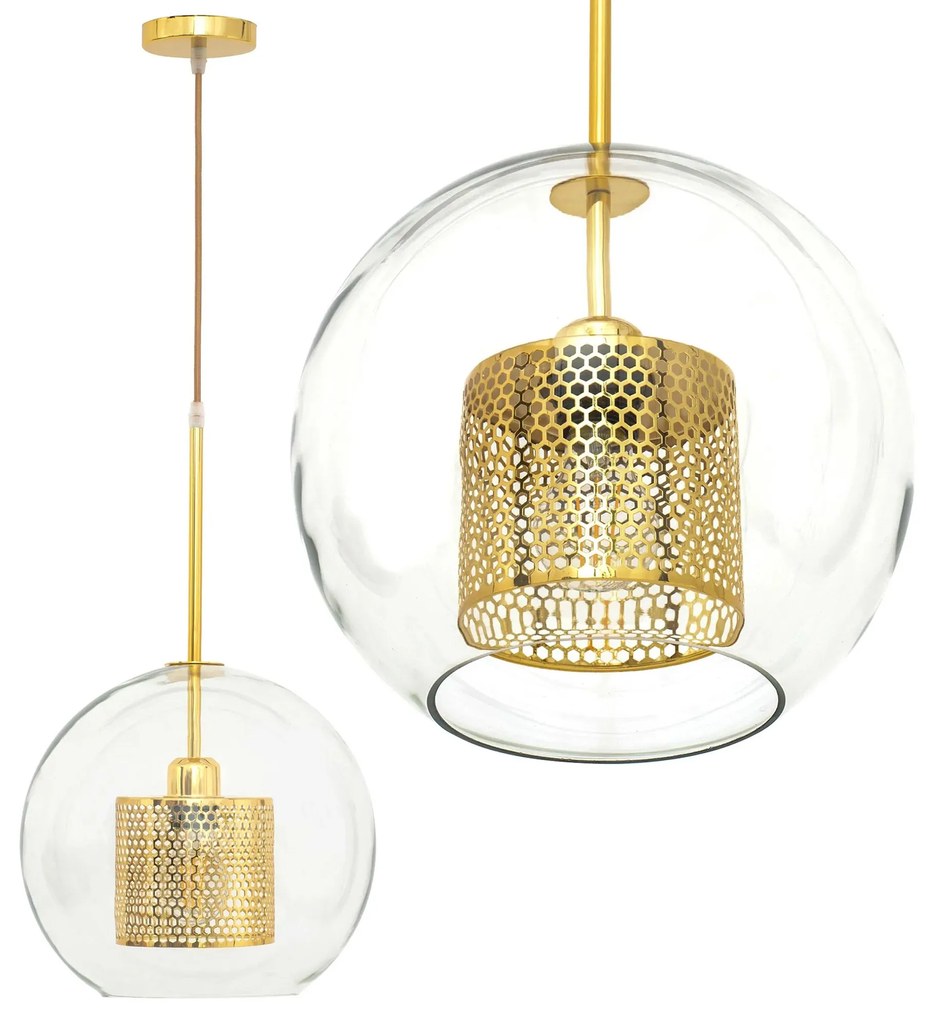 Lampa wisząca szklana loft APP555-1CP 25cm ZŁOTA