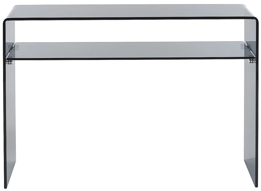 Konsola ze szklaną półką z hartowanego szkła - Antracyt - STILEOS