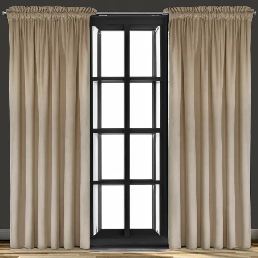 Zasłona welurowa na taśmie 140x250 velvet gruba zaciemniająca beżowa