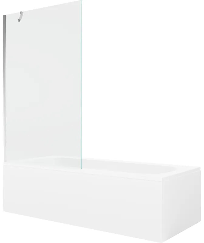 Mexen Vega wanna prostokątna 180 x 80 cm z obudową i parawanem 1-skrzydłowym 100 cm, transparent, chrom - 550118080X9510000001