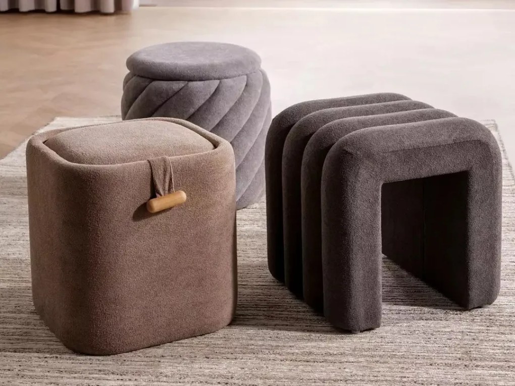 Szary puf PELARO z przestrzenią do przechowywania 42x42 cm