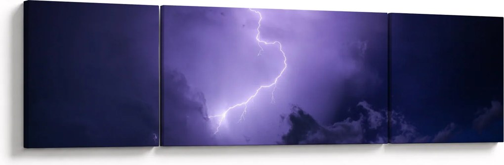 Obraz - fioletowe niebo i błyskawica (170x50 cm)