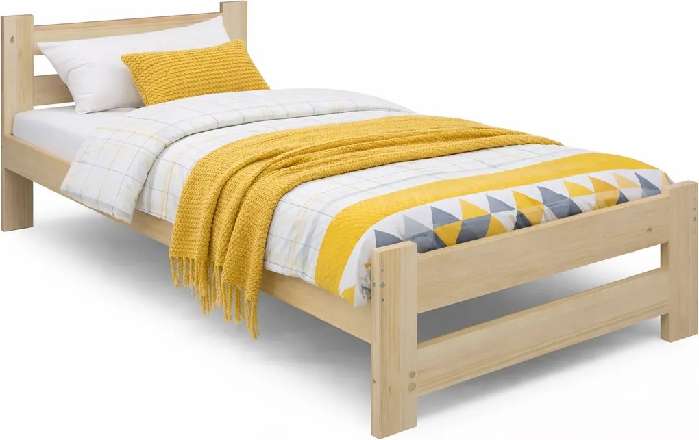 Drewniane Łóżko Jednoosobowe Z Materacem 90X200 W3-G39