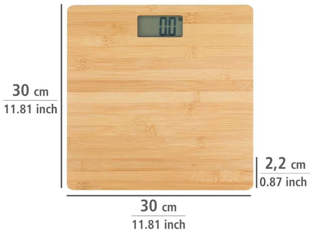 Waga łazienkowa BAMBUSA, elektroniczna, bambusowa, 30 x 30 cm, WENKO