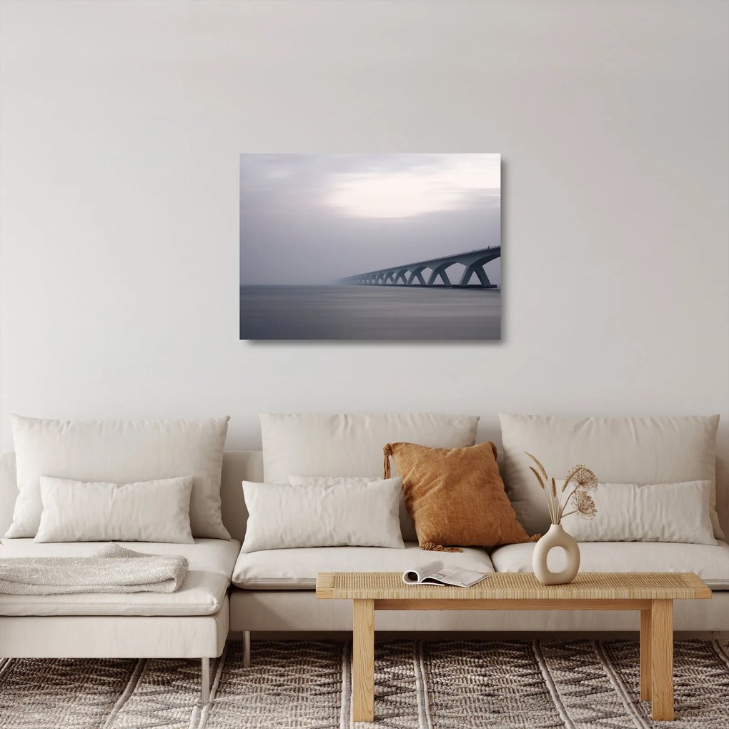 Obraz na szkle mostu we mgle (70x50 cm)