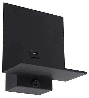 Nowoczesna lampa ścienna czarna w tym połączenie USB - Flero